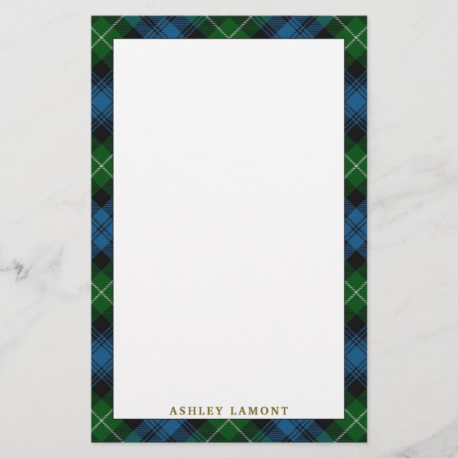 Papelaria Elegante Clan Lamont Tartan Xadrez (Frente)