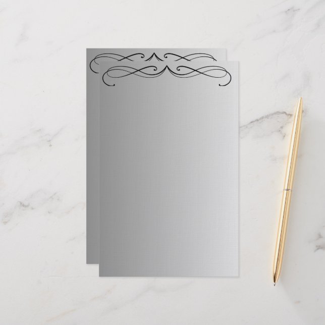 Papelaria Elegante Curl Minimalista Moderno Gradiente Cinza (Frente/Verso In Situ)