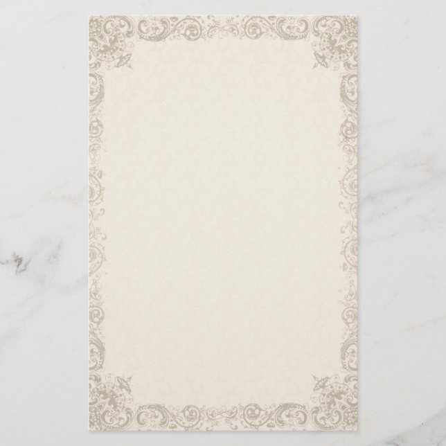 Papelaria Elegante de Creme de Ornamentado Vintage (Frente)