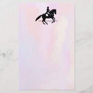 Papelaria Elegante Dressage Rider em um Fundo de Aquarela