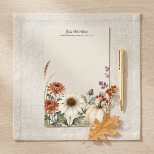 Papelaria Elegante Flor de Outono em Aquarela Abóbora Branca