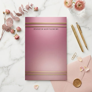Papelaria Elegante Gradiente Rosa Poeirento com Faixa de Fol