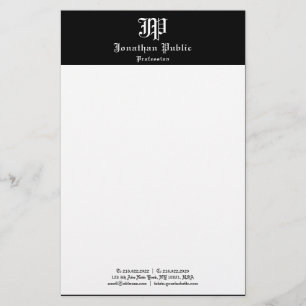Papelaria Elegante Modelo preto branco manuscrito de vinheta