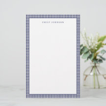 Elegante Monograma Xadrez Inglês Azul Marinho