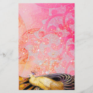 PAPELARIA ELEGANTE PEACOCK NO PINCO AMARELO FUCHSIA