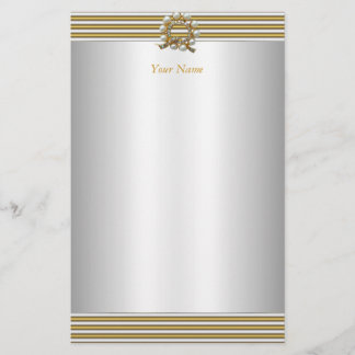 Papelaria Elegante Pérola Branca Prata Dourada