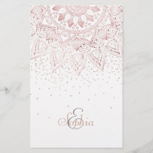 Papelaria Elegante rosa dourada mandala confetti design