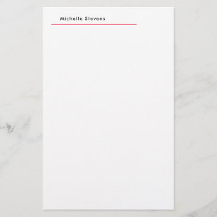 Papelaria Elegante Simples Plano Preto & Branco Vermelho Min