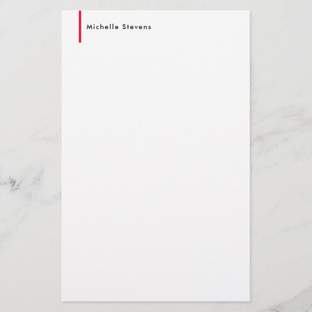 Papelaria Elegante Simples Simples Preto & Branco Vermelho M (Frente)