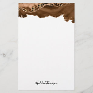 Papelaria Elegante Velvet Rust Geode Agate Dourado Marble