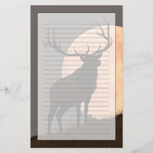 Papelaria Elevação majestosa dos alces e da Lua cheia de (Frente)