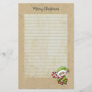 Papelaria Elf Feriado Bonito com Candy Cane Feliz Natal