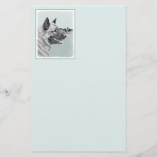 Papelaria Elkhound norueguês na pintura da vila - Arte cani