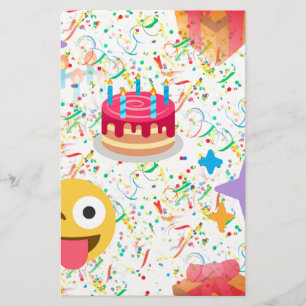 Papelaria emoji de feliz aniversário
