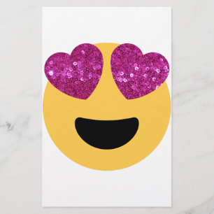 Papelaria emoji do olho do coração com brilho