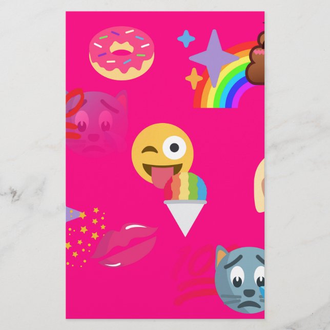 Papelaria emoji rosa quente (Frente)