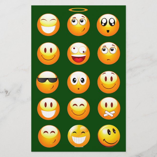 Papelaria emoji verde-escuro (Frente)