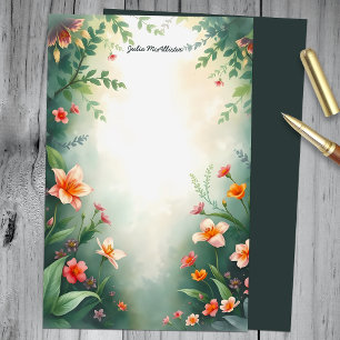 Papelaria Encantando Jardim Encantador com Flores Vibrantes