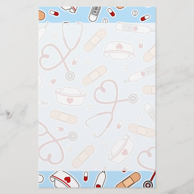 Papelaria Enfermeira Amor Fundo Azul Impressão (Frente)