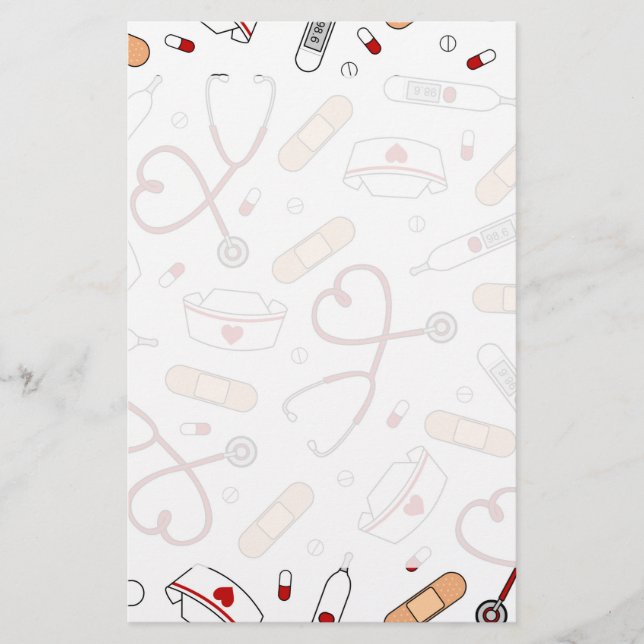 Papelaria Enfermeira Amor Fundo Branco Impressão (Frente)