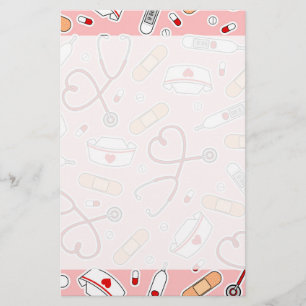 Papelaria Enfermeira Com Impressão cor-de-rosa