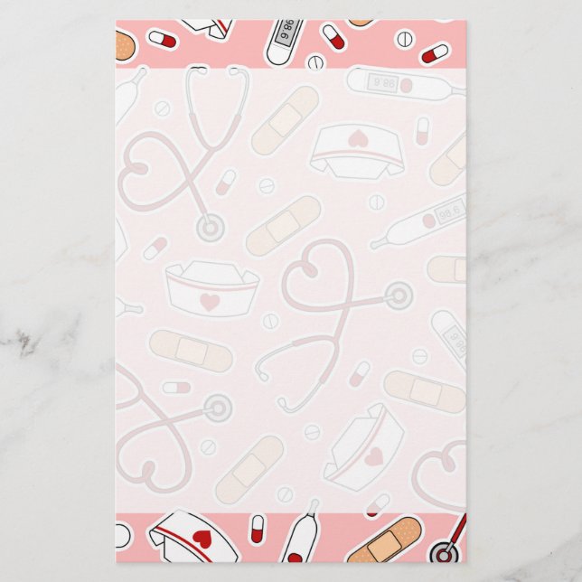 Papelaria Enfermeira Com Impressão cor-de-rosa (Frente)