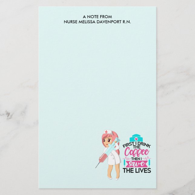 Papelaria Enfermeira Engraçada Dizendo com Grande Agulha hip (Frente)