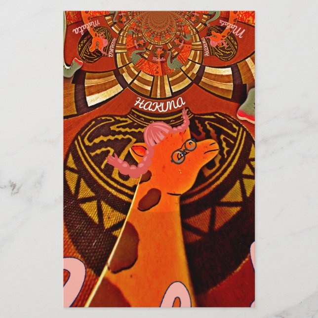 Papelaria Engraçado Elegante Girafa Acessorizada Estilo Afri (Frente)