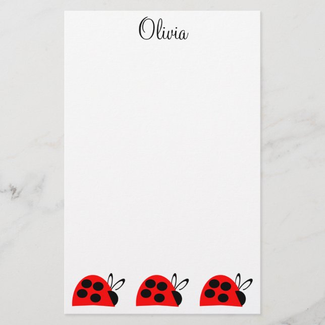 Papelaria Engraçado Red Ladybug Personalizado (Frente)