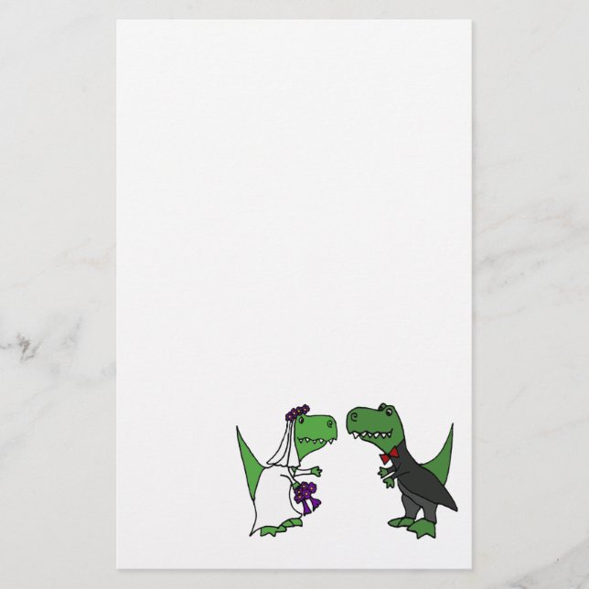 Papelaria Engraçado T-rex Dinossauro Noiva e Arte de Casamen (Frente)