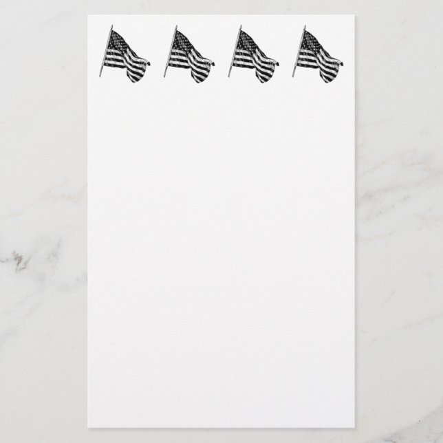 Papelaria Esboço da Bandeira Americana Branca (Frente)