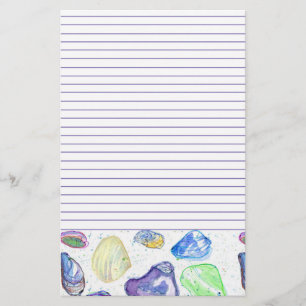 Papelaria Escrita da letra dos Seashells da aguarela