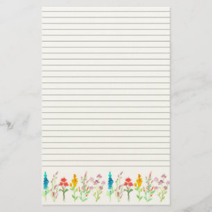 Papelaria Escrita de Carta com Linha de Aquarela de Flores S