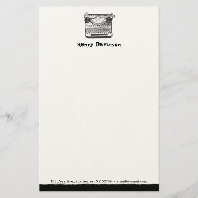 Papelaria Escritor de Escritura Personalizada da Vintage (Frente)