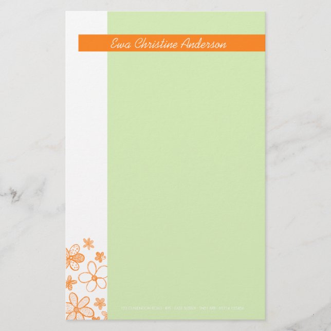Papelaria Escrivores de Flor Verde - Papel de Carta (Frente)
