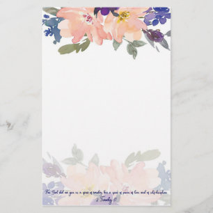 Papelaria Espírito de Poder floral de aquarela rosa