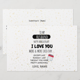Papelaria Esposa Engraçada para Marido Mensagem de Humor no 