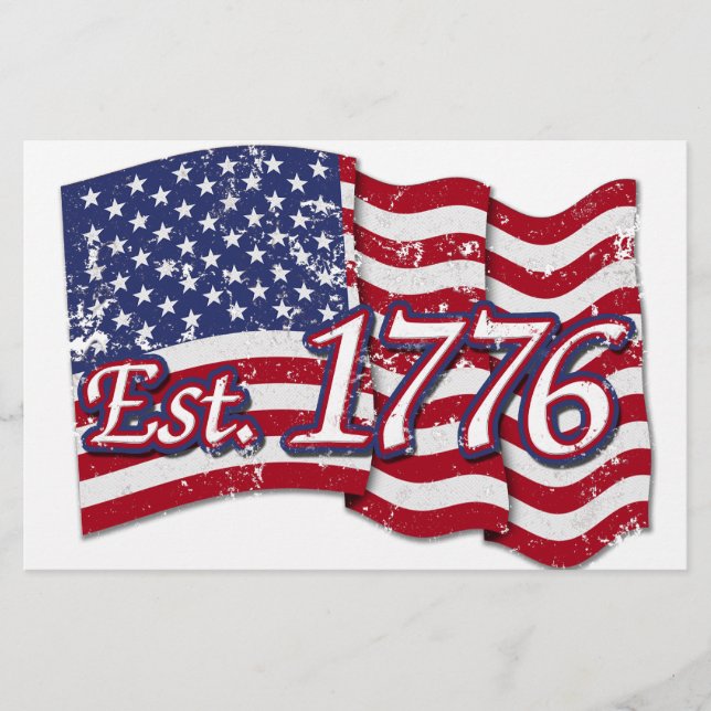 Papelaria Est. 1776 EUA Flag - angustiado (Frente)