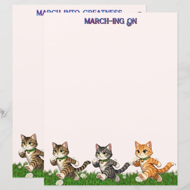 Papelaria Estação dos Gatos Marchando (Frente/Verso)