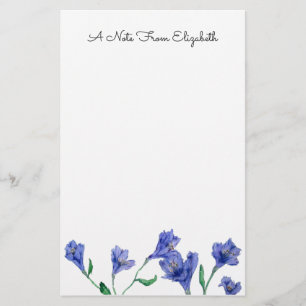 Papelaria Estação Personalizada de Cor Floral Azul Violeta