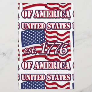 Papelaria Estados Unidos da América est 1776 com USA Flag