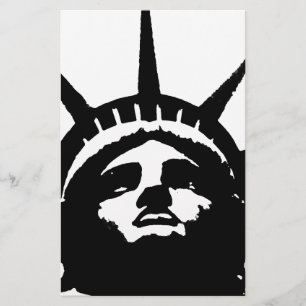 Papelaria Estátua da Liberdade em Arte Pop Preto e Branco