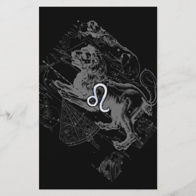 Papelaria Estilo Cromo Leo Zodiac Map Hevelius 1690 (Frente)