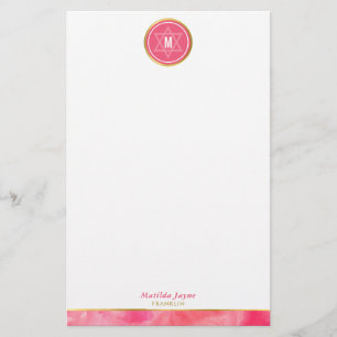 Papelaria Estrela judaica MONOGRAM negrito bloco coral rosa