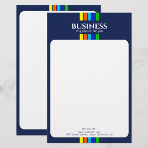 Papelaria Etiqueta de Nome de Negócios Listras Modernas Azul