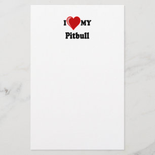 Papelaria Eu amo (coração) meu cão de Pitbull