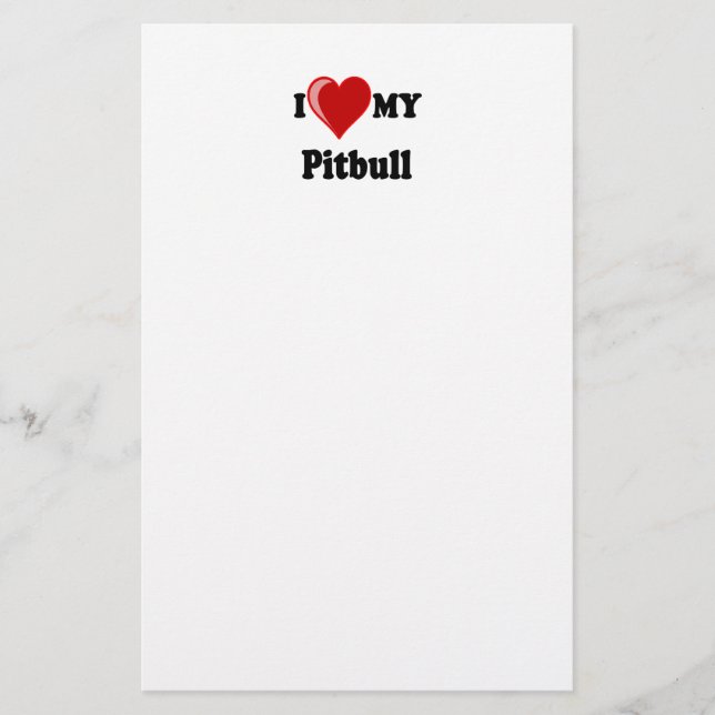 Papelaria Eu amo (coração) meu cão de Pitbull (Frente)