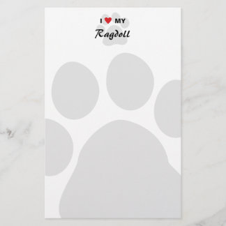 Papelaria Eu amo (coração) meu gato Pawprint de Ragdoll