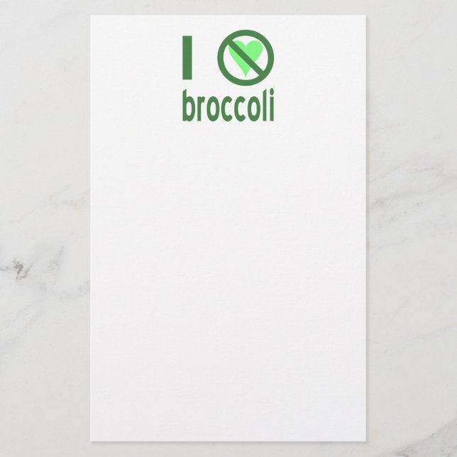 Papelaria Eu Odeio Brócolis Texto Verde (Frente)