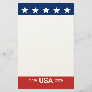 Papelaria EUA 1776 2026 250º Aniversário Vermelho Branco Azu